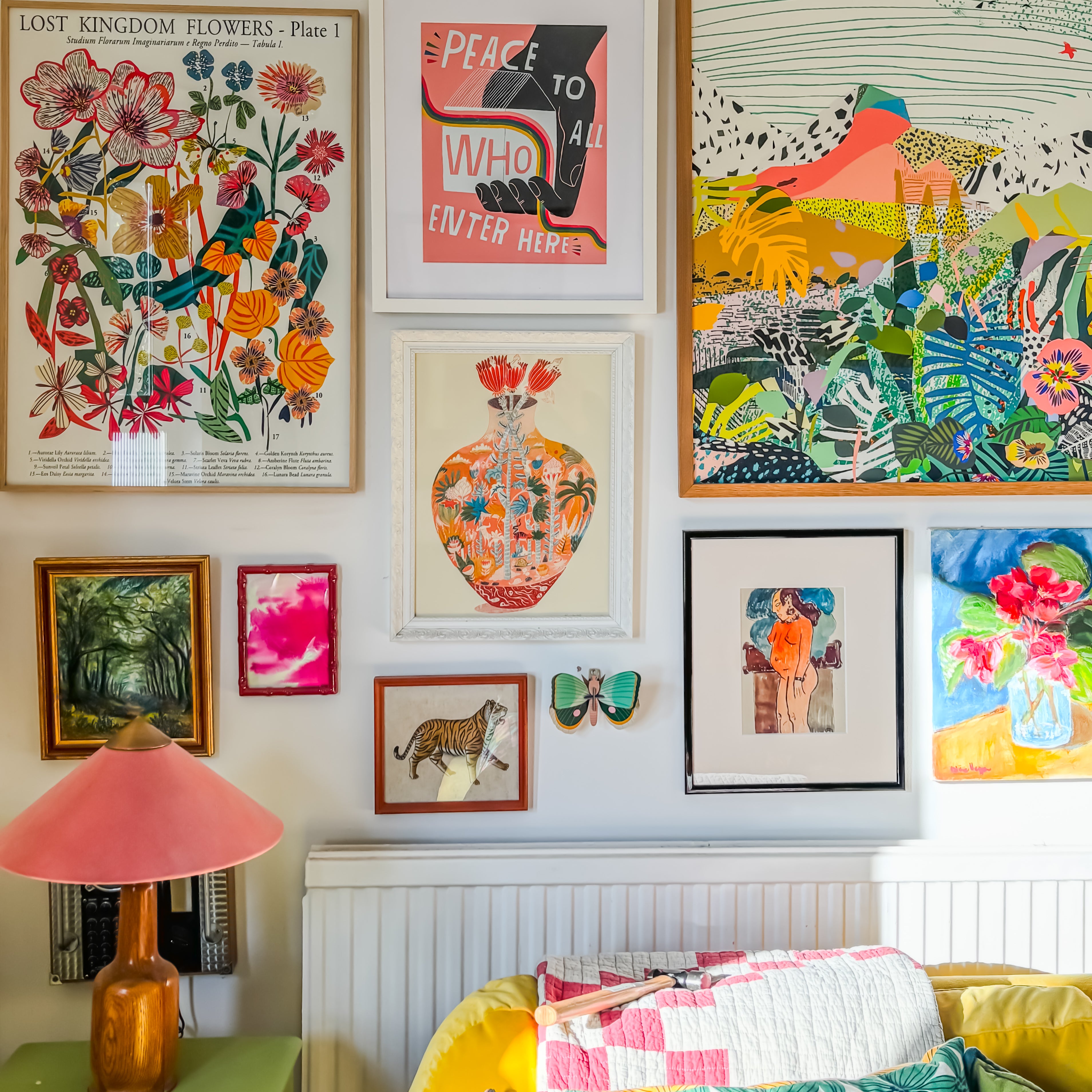 galleery wall with colourful artwork