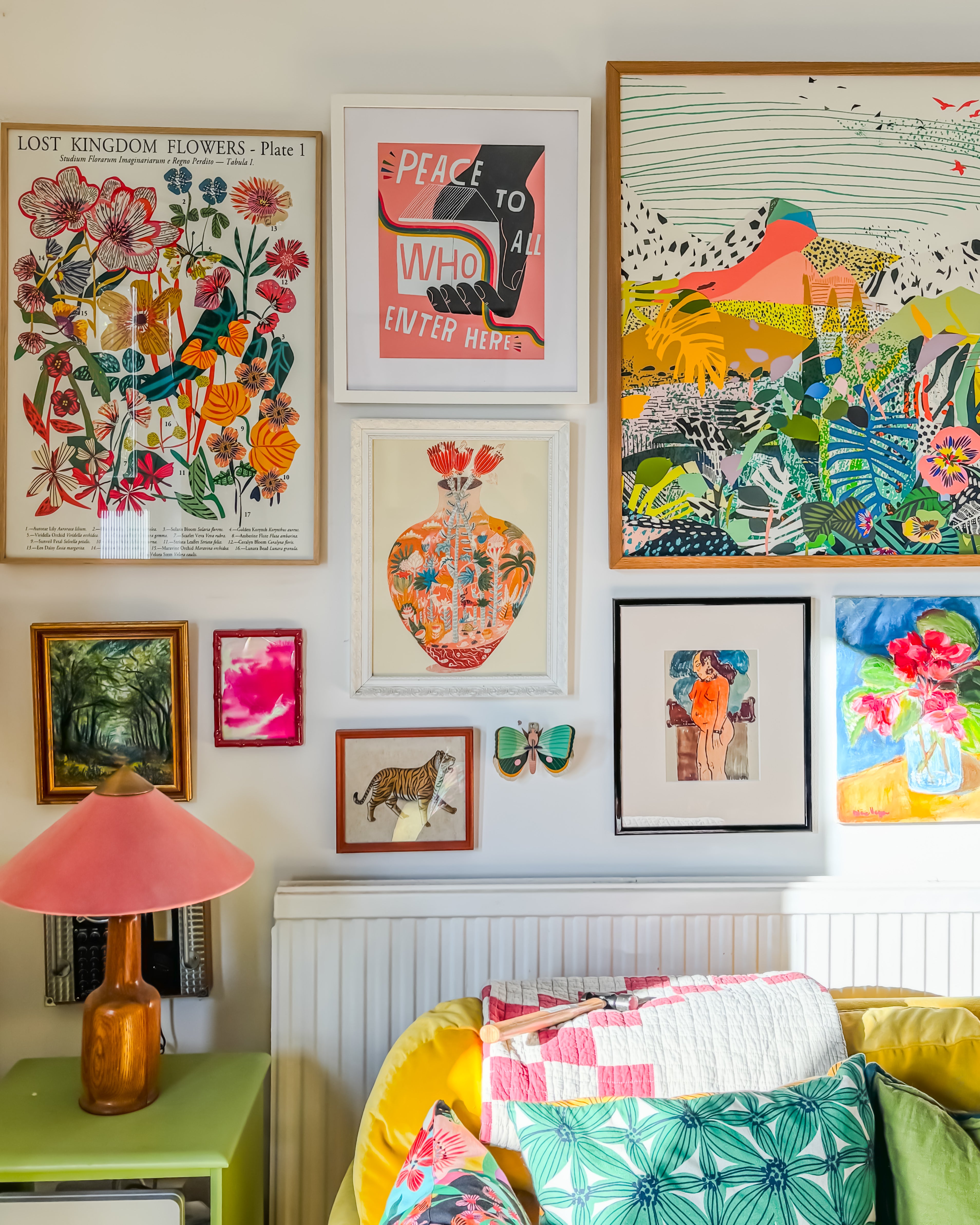 galleery wall with colourful artwork