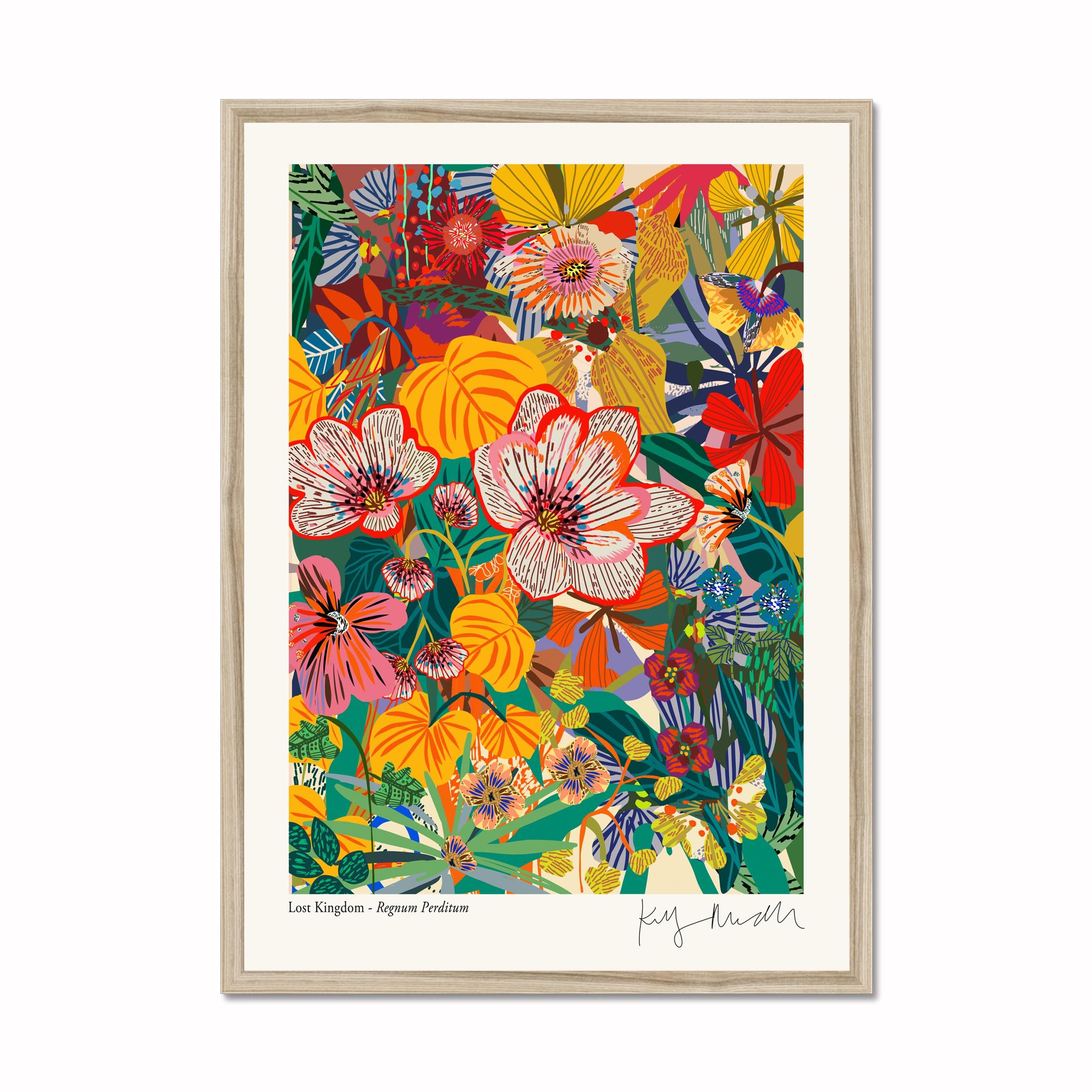 Regnum Perditum botanical art print in natural oak frame