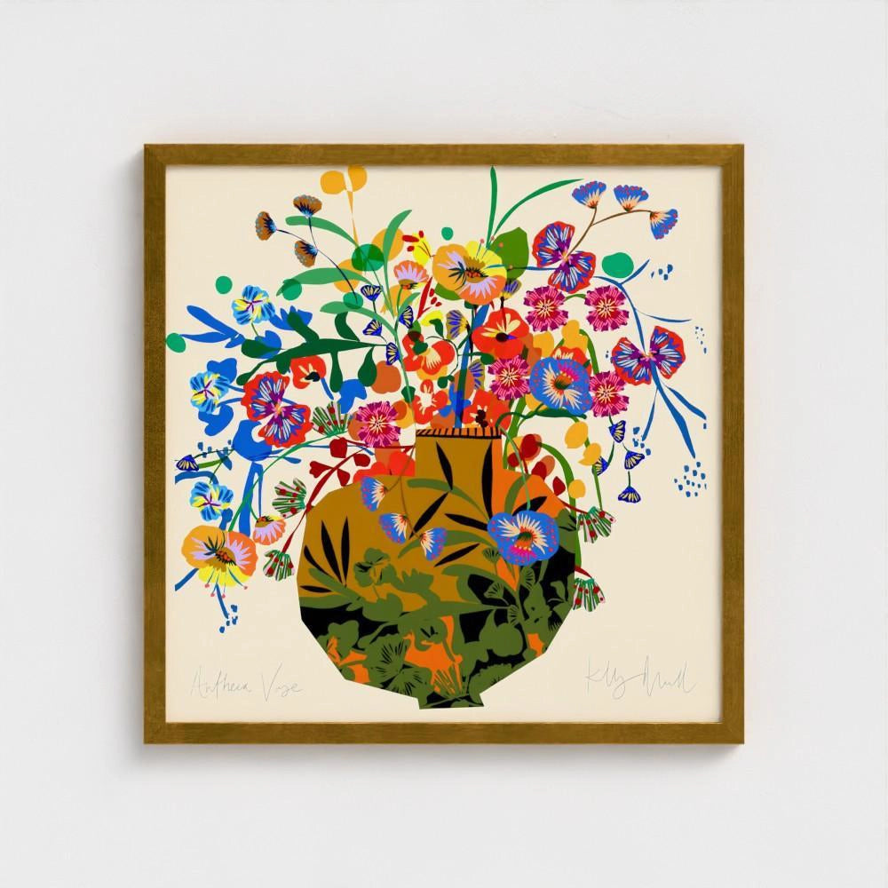 Antheia Vase fine art print by Kitty McCall in a gold frame
