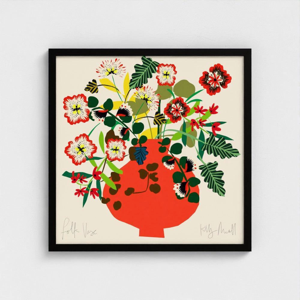 Folk Vase fine art print by Kitty McCall in a black frame