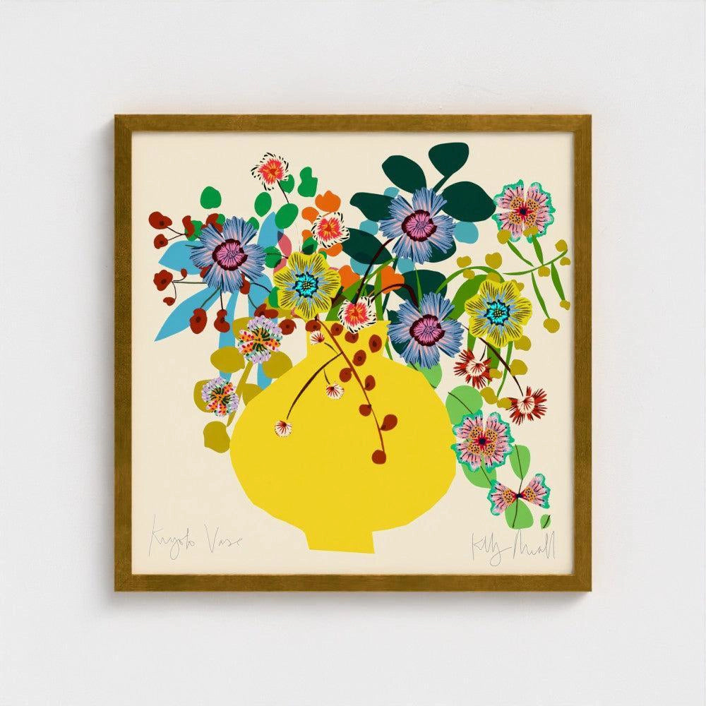 Kyoto Vase fine art print by Kitty McCall in a gold frame