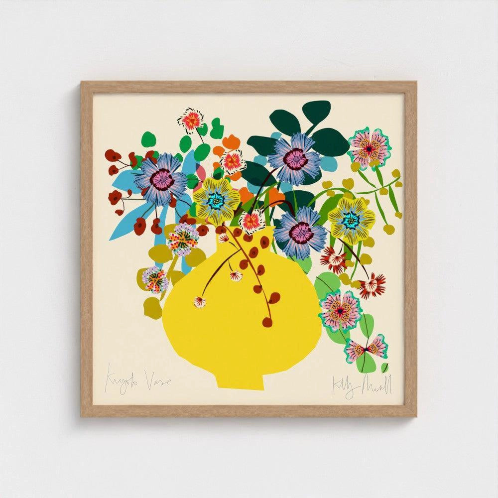 Kyoto Vase fine art print by Kitty McCall in a naturaal frame