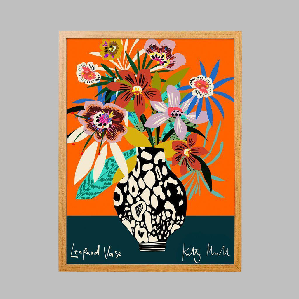 Leopard Vase Fine Art Print | Bold Eclectic Floral Wall Art | Kitty McCall