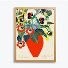 Red Vase fine art print by Kitty McCall in a natural oak frame