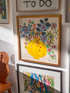Close-up detail of the Kyoto Vase fine art print by Kitty McCall showing passionflowers and wild botanical blooms