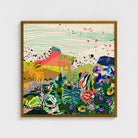 Flowers of Utopia botanical landscape art print by Kitty McCall in gold frame