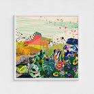 Flowers of Utopia botanical landscape art print by Kitty McCall in white frame