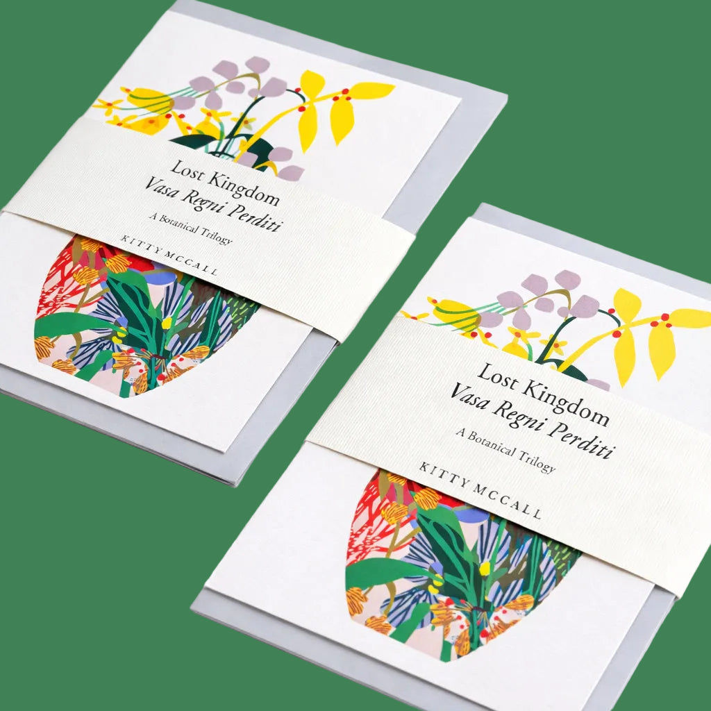 set of three botanical illustration greeting cards