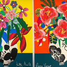 Peony Vase and Pansy Vase fine art prints by Kitty McCall displayed side by side, unframed