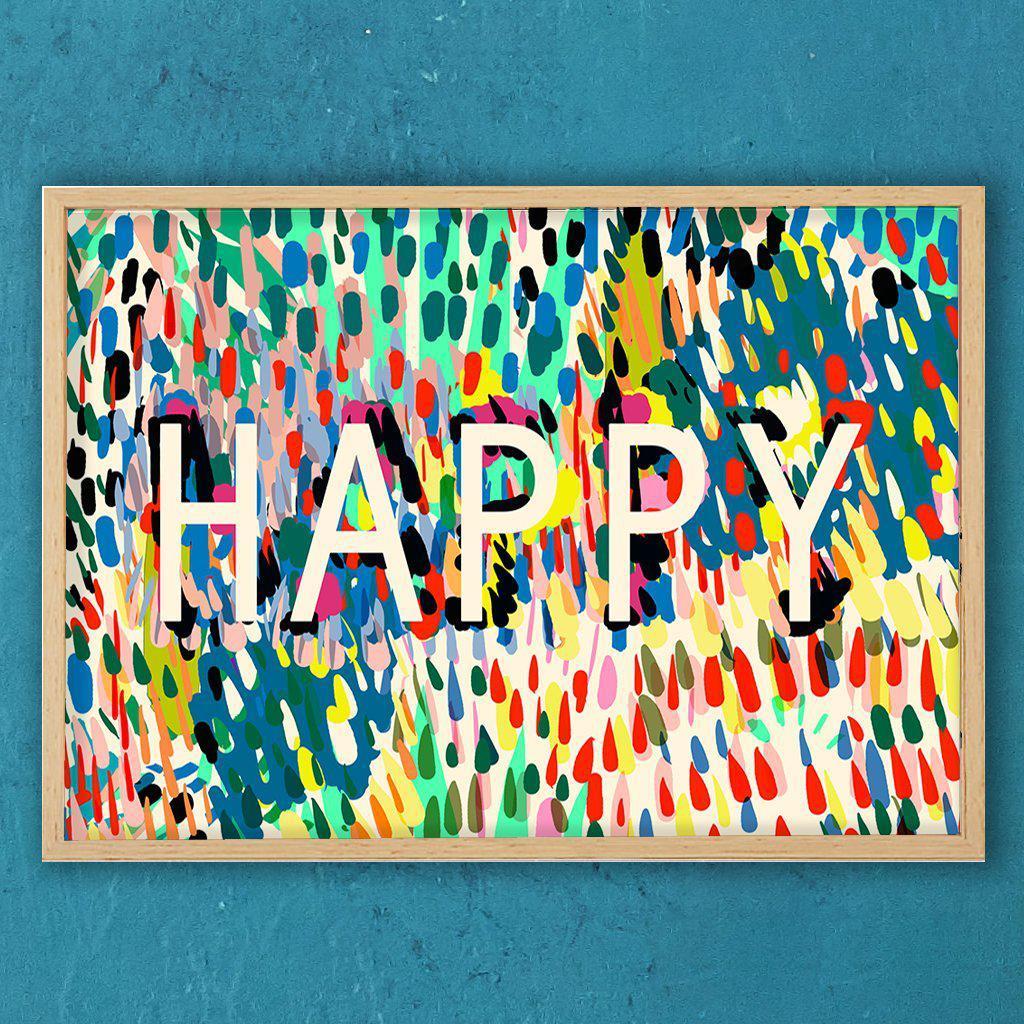 'Happy' Typography Print-Art Print-Kitty McCall